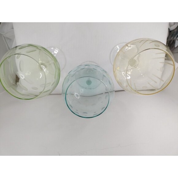 Set Of 3 Mikasa Cheers Pastel Large Balloon Wine Glasses Etched 9 1/2” - Picture 3 of 16